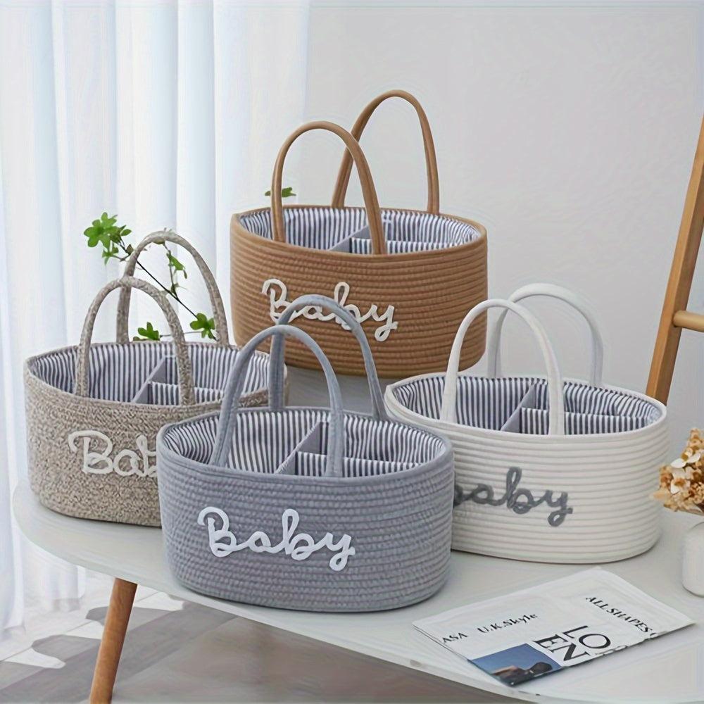 One-piece Woven Storage Basket with Mommy Bag, Removable Inner Cotton Rope Woven Storage Basket, Dry and Wet Separation Storage Bag, Perfect for Room Decor and Home Decor