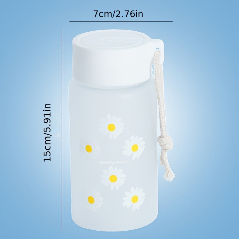 Leakproof water bottle with chrysanthemum print - safe for food contact, BPA-free plastic, perfect for school, outdoor activities, and everyday use.