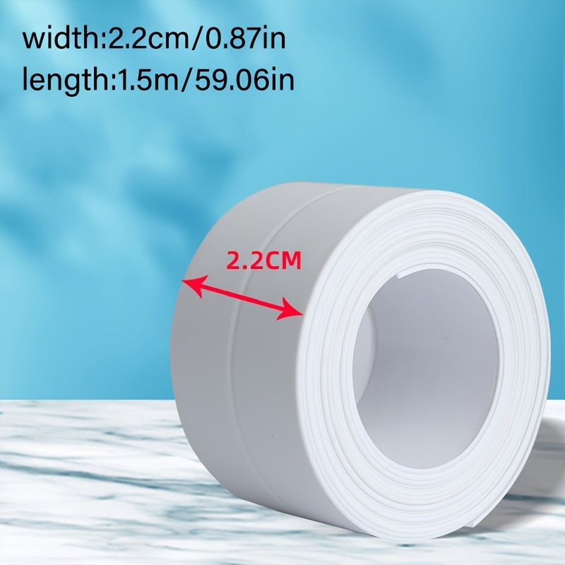 Waterproof white caulk tape for bath & kitchen - self-adhesive PVC sealant strip, ideal for bathtubs, toilets & countertops, creates durable water barrier.