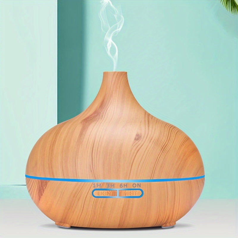 Large capacity soundwave technology aromatherapy diffuser with realistic wood grain design, USB powered - perfect for any room.