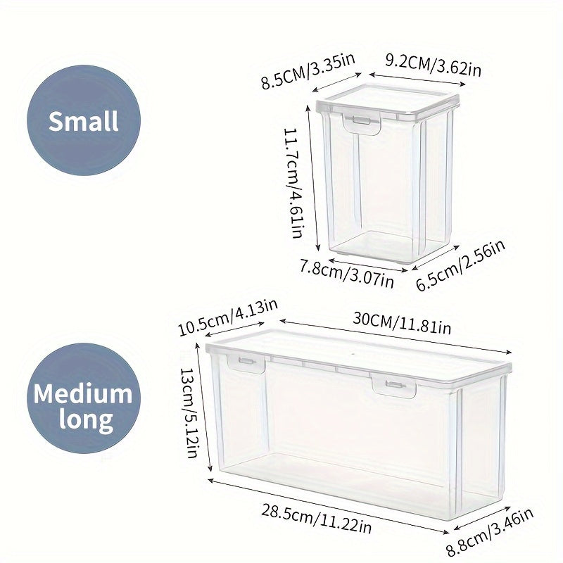 Durable plastic storage box with flip lid for building blocks, toys, and office supplies.