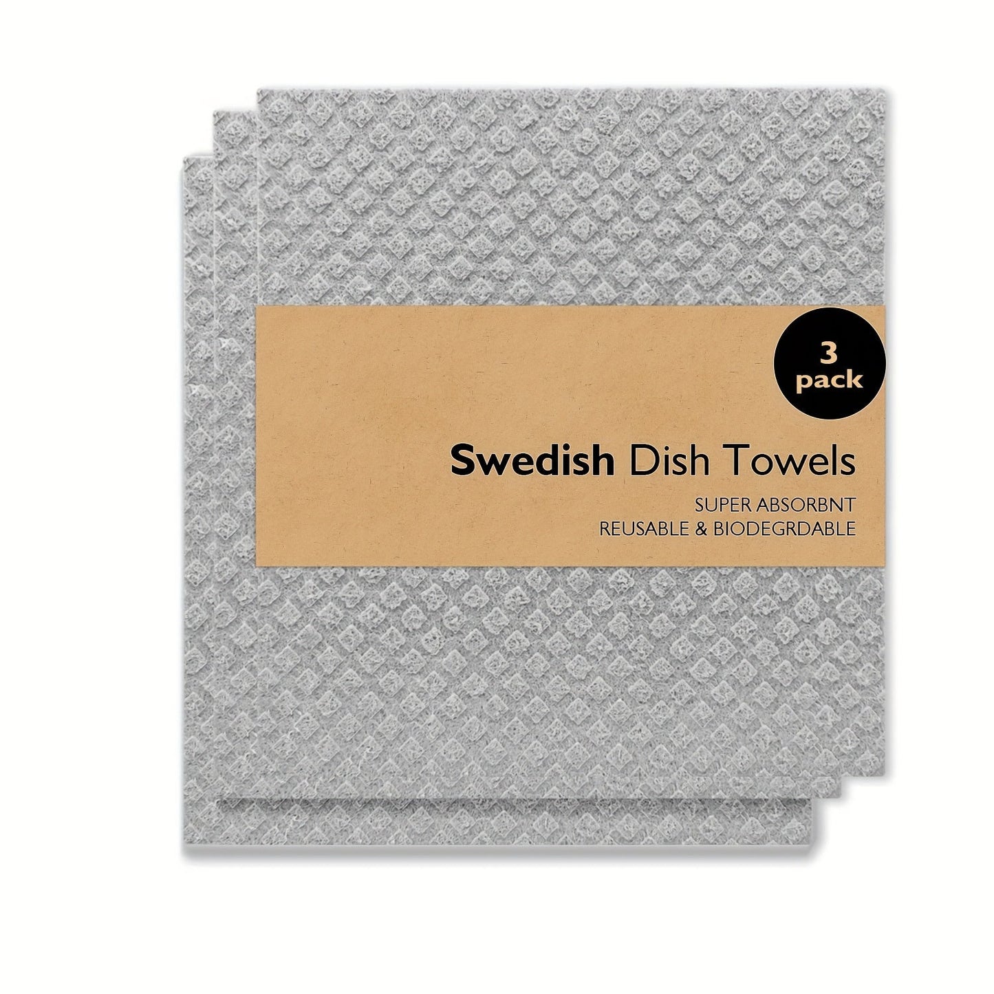 [Customer Favorite] Set of 3, 6, or 12 Gray Swedish Kitchen Dishcloths - Reusable, Compostable, and Made from Sweden Fiber Sponge