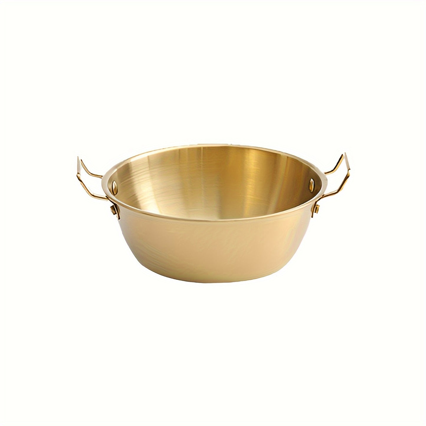 304 stainless steel bowls with handles for cooking, baking, salads, pho, grains in 4 sizes and either gold or silver. Suitable for snacks, noodles, ramen, and Korean side dishes.