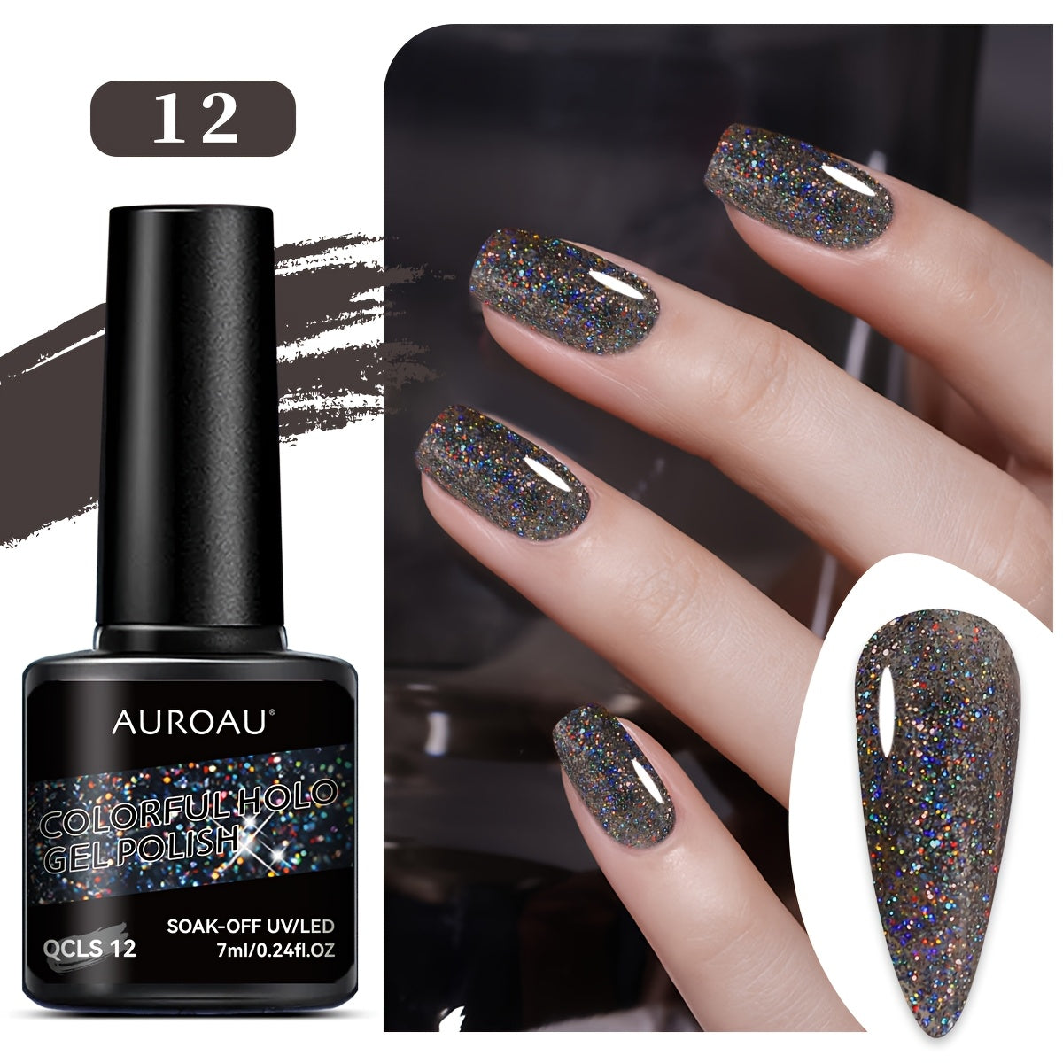 1pc Vibrant Holographic Gel Nail Polish - Fast-Drying, High-Shine, Long-Lasting - Great for DIY Nails, No Alcohol