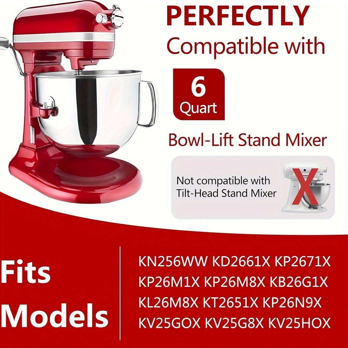 Vertical Mixers Stand Mixer Bowl Cover with Splash Guard Lid, fits 6-7 Quart Bowls, Durable BPA-Free Mixer Accessory, Dishwasher Safe, Anti-Splash, Clear Design.