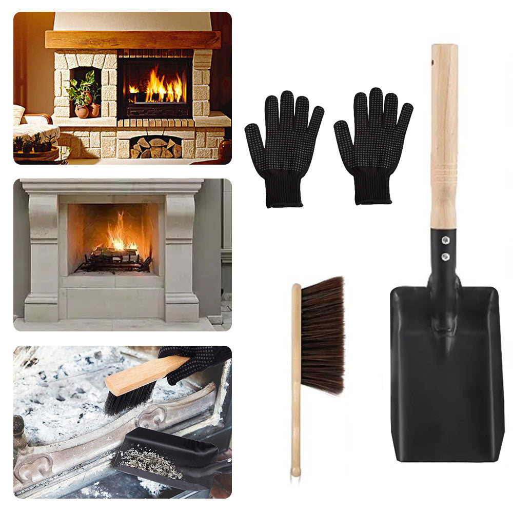 High-Quality Fireplace and Chimney Cleaning Set - Sturdy Steel Ash Shovel and Dustpan for Wood Burning Stoves, Coal Furnaces, and Fireplaces in the Kitchen or Garden