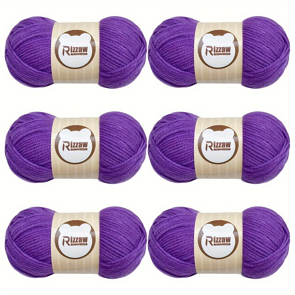 6 pieces of 50g soft yarn for beginners, suitable for crocheting clothes, blankets, DIY knitting, and handbags.