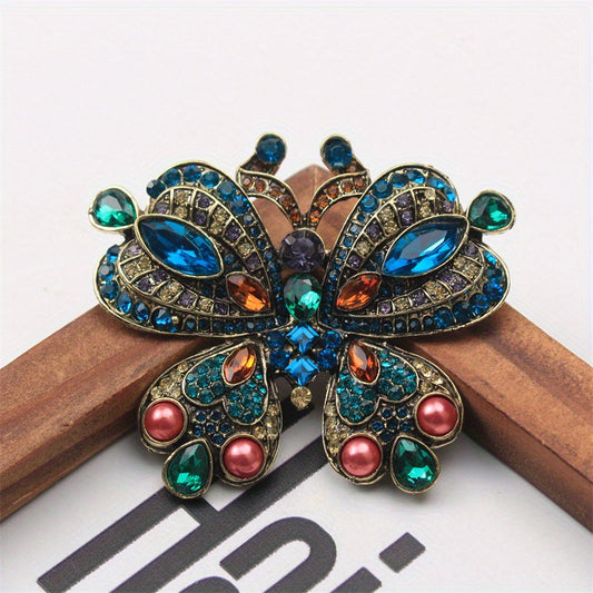 Vintage Luxury Butterfly Brooch Pin – Elegant Rhinestone va Emal Hayvon Shaklidagi Aksessuar Kiyim va Korsaj uchun