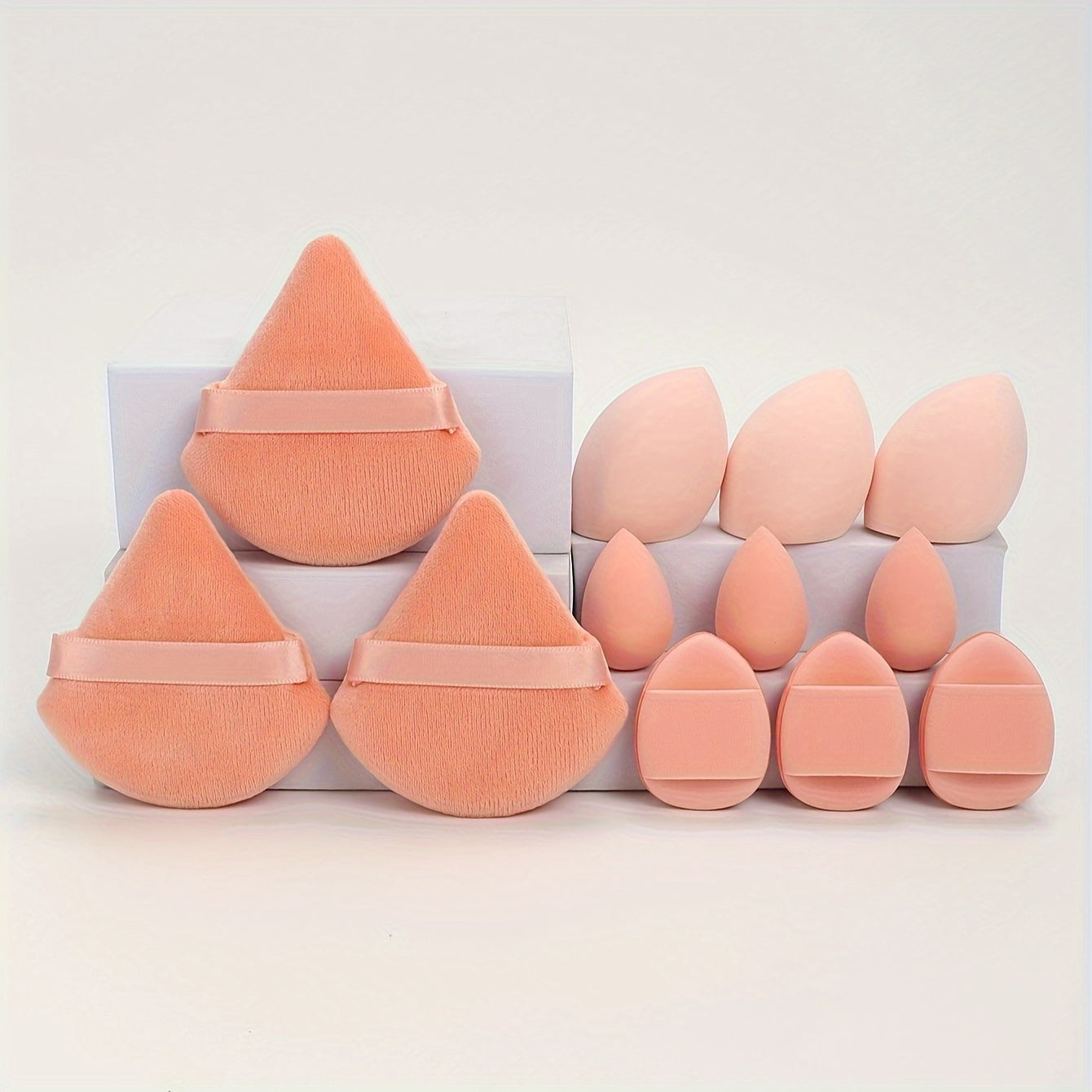 12-piece makeup sponge set for flawless blending of liquids, creams, and powders. Latex-free sponges can be used dry or wet for foundation, contouring, highlighting, suitable for all skin