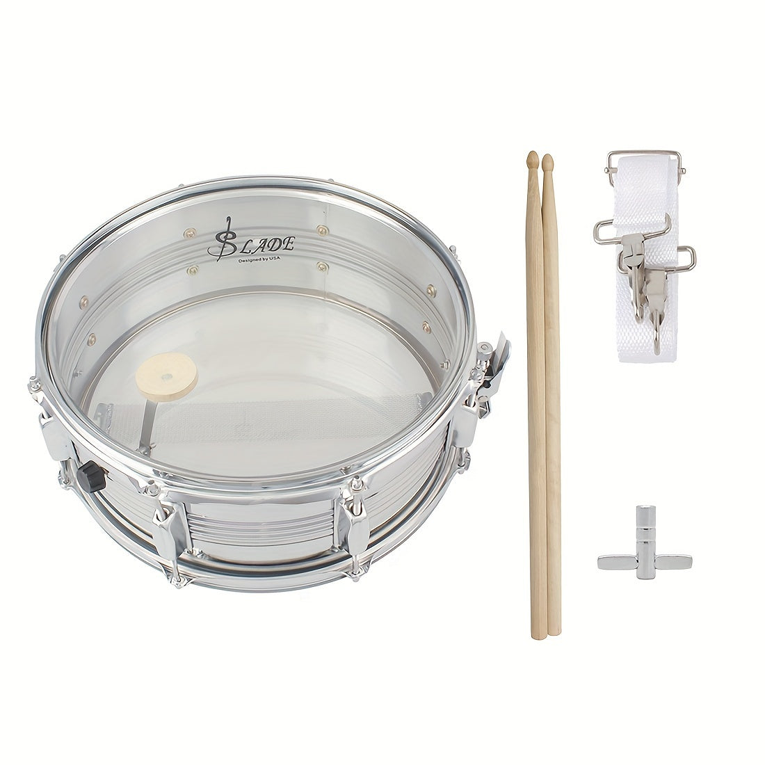 14-inch Small Military Drum with Transparent Drumhead, Professional Performance Snare Drum for Guard of Honor Marching Musical Instrument.