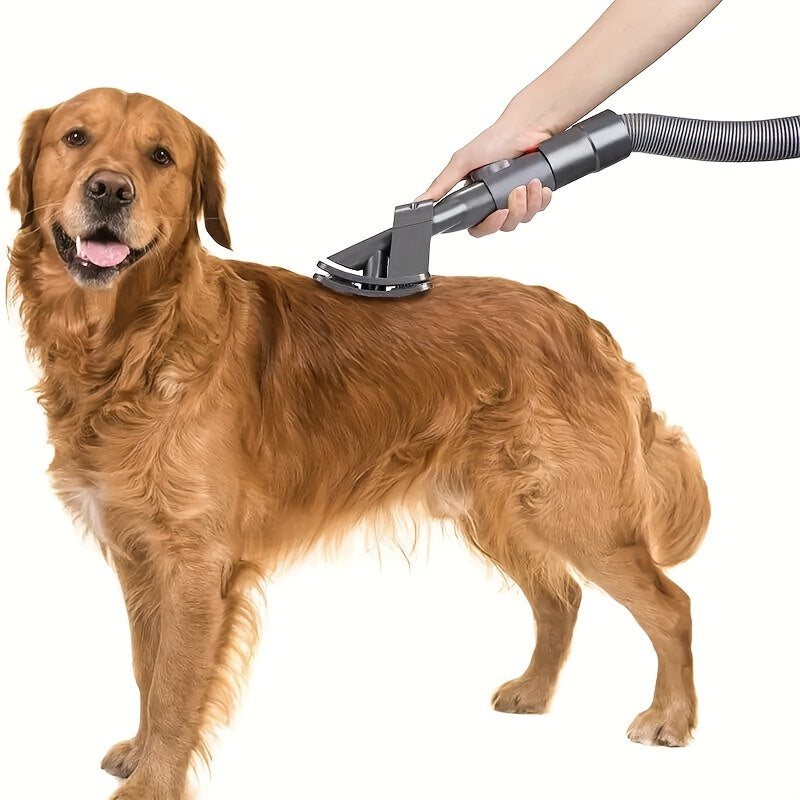 Modern vacuum accessory for Dyson vacuums, compatible with V11, V10, V8, V7, and V15 models. This flexible pet grooming attachment features an easy-clean brush tool, adjustable 50.8-152.4cm extension hose, and quick-release connector. Perfect for