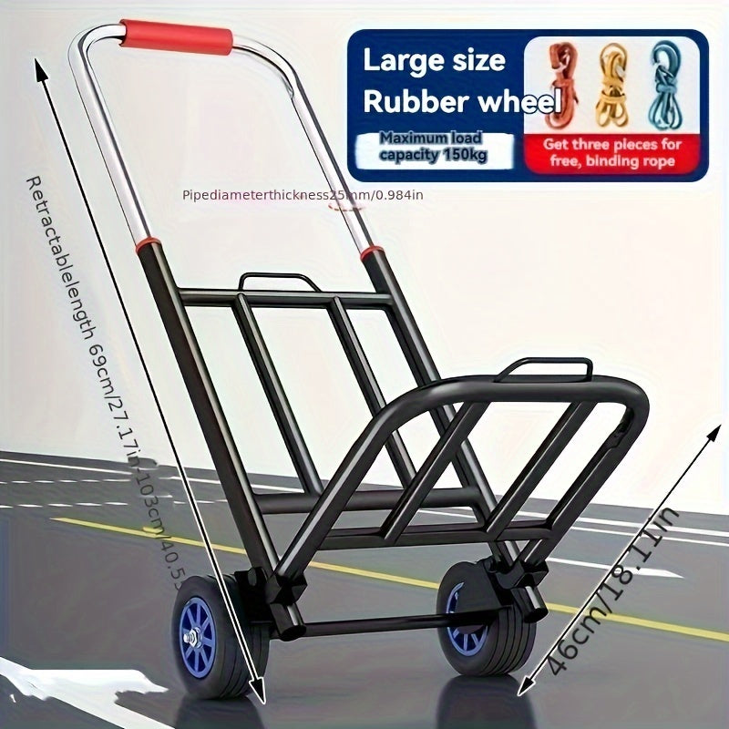 Foldable hand truck trailer with strong load capacity is ideal for home and grocery shopping, as well as for use in a home or office setting.