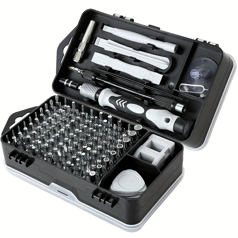 Compact and versatile screwdriver set featuring magnetic repair tools, anti-slip design, and ergonomic handle. Made of durable chrome vanadium steel, suitable for a variety of devices.