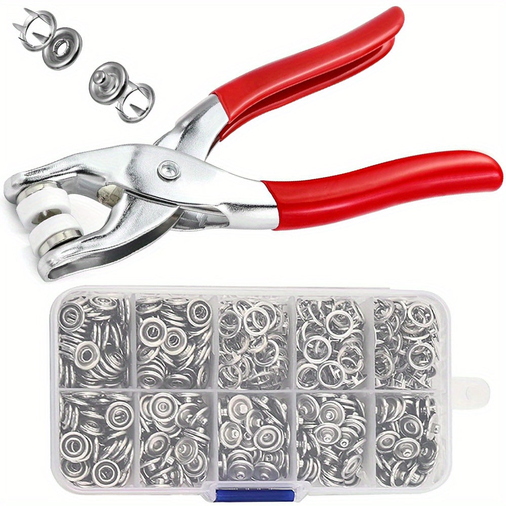 Iron fastener set includes 400 pieces with plier for DIY clothing, ideal for sewing enthusiasts of all levels.