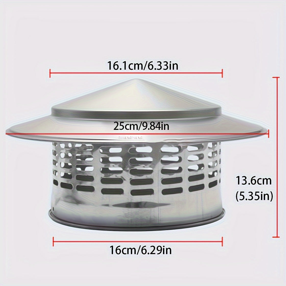 Thickened 304 Stainless Steel Chimney Cap with Ventilated Exterior Vent Cover, Louvered Rain Cap for Rainproof Protection, Fresh Air Ventilation Exhaust Cap, Top Outdoor Smoke Pipe Rain Cap for Heating and Cooling Appliances