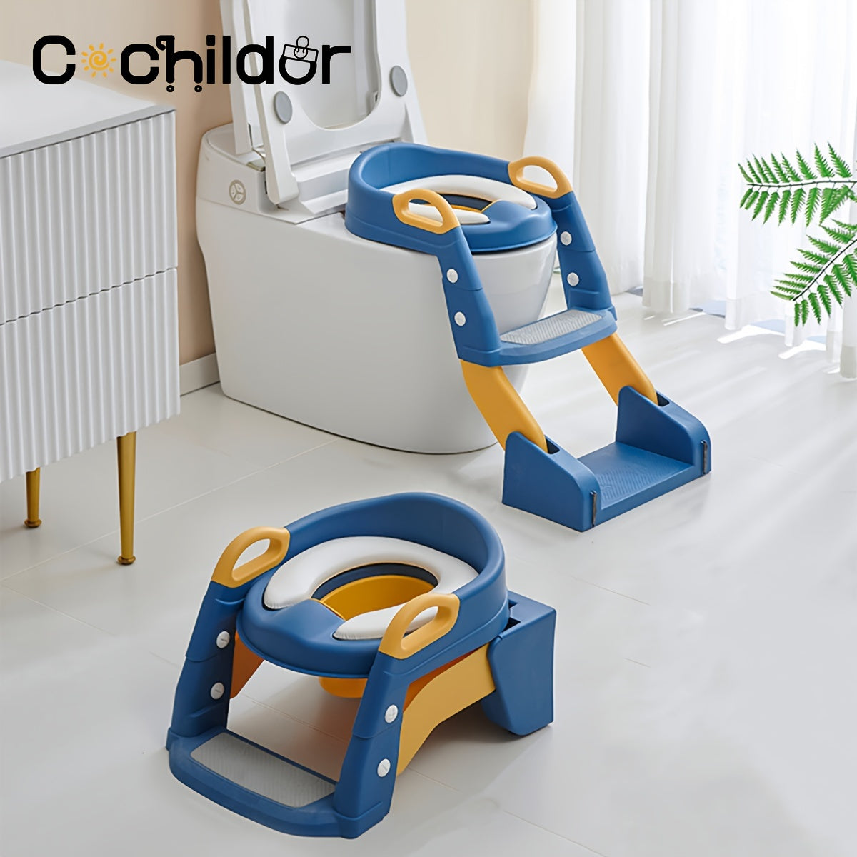 Toilet Potty Chair with Adjustable Seat, Sturdy Non-Slip Step Stool Ladder, Handles, and Splash Guard for Potty Training