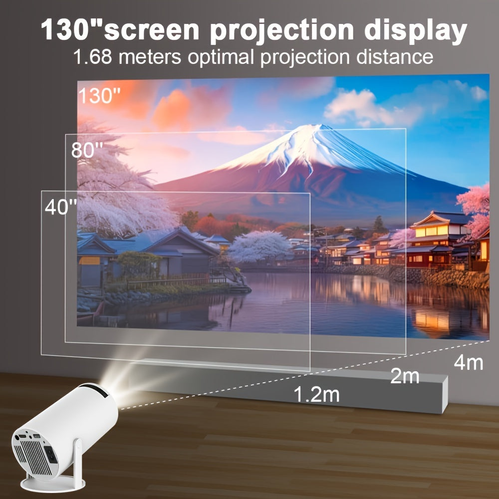 New Android 11.0 projector with 200ANSI, WiFi6, EU plug, All Winner H713 Mali-G312 dual WiFi, HD 1280*720p, wireless 5.0, 4K auto correction for home theater.