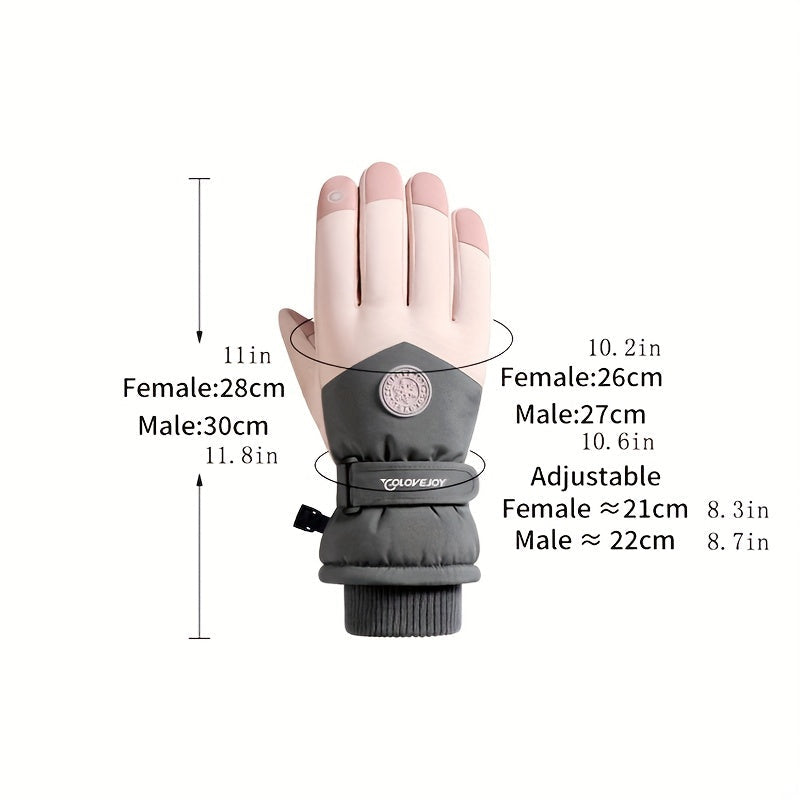 Stay warm this winter with our adjustable closure ski gloves for couples. These thickened gloves provide exceptional warmth and comfort while also being non-slip and touch screen compatible. Perfect for outdoor activities like skiing, cycling, and cold