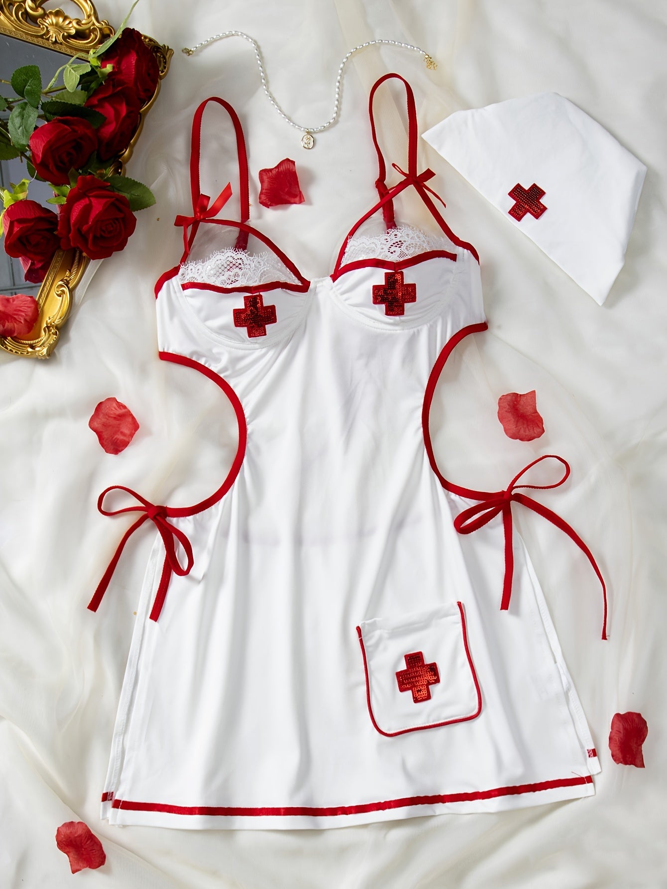 Nurse uniform 1236 with skirt and hat, sexy lingerie