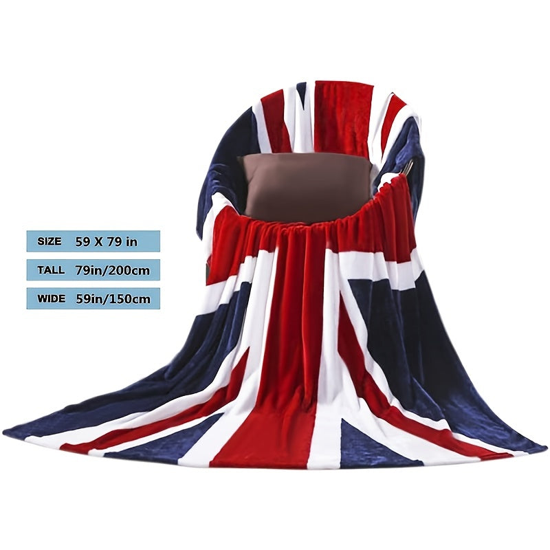 British Flag Bed Blanket made of super soft material - Stay cozy and warm with this plush fleece throw, perfect for couch, sofa, car, or travel - Easy to clean in the washing machine - Measures 59x79 inches.