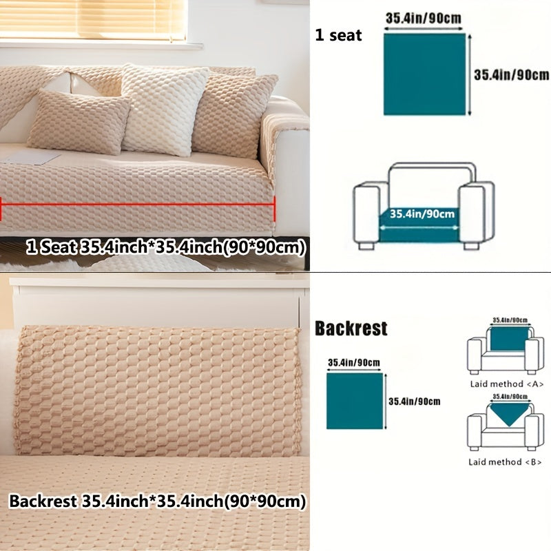 Modern sofa slipcover is stylish and pet-friendly, non-slip for all seasons, fits single to four-seater sofas, machine washable, includes square cushion, backrest, and armrest.