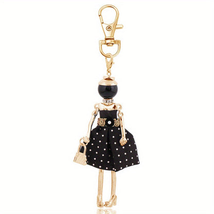 Cute Fashion Key Ring Purse Bag Backpack Car Pendant Charm Polka Dot Lady Model Keychain - Perfect Wedding Accessory and Women's Gift