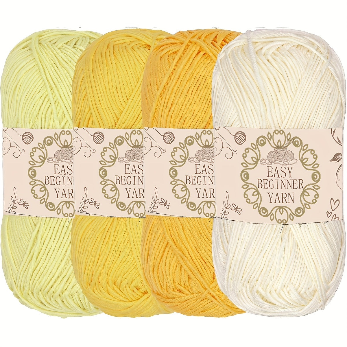 Bundle of 4 soft and cozy acrylic yarns, each weighing 50g. Made from 100% acrylic and 4-ply handcraft yarn, perfect for DIY crochet and knitting projects. Ideal as a DIY gift.