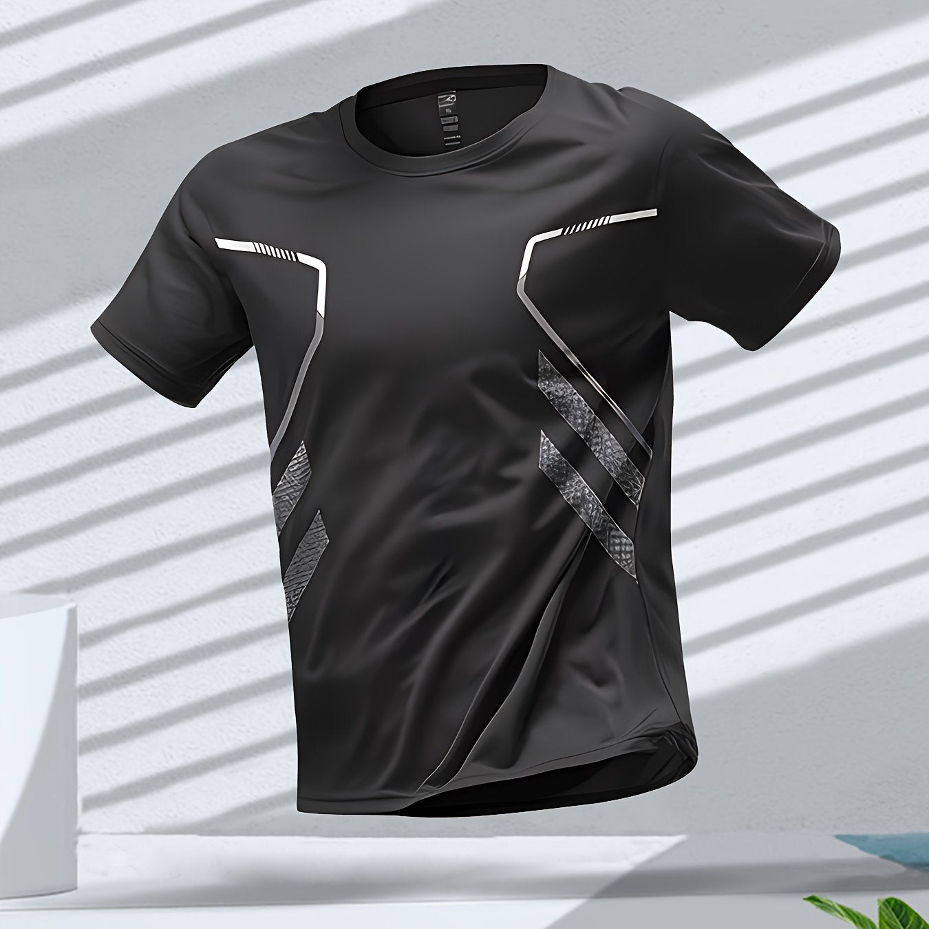 Men's Quick-Dry Athletic T-Shirt with Gradient Design for Gym and Sports - Lightweight Polyester Material, Moisture-Wicking and Breathable