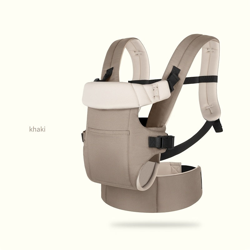 Foldable pad carrier for infants with dual-shoulder straps and thickened waist protection.