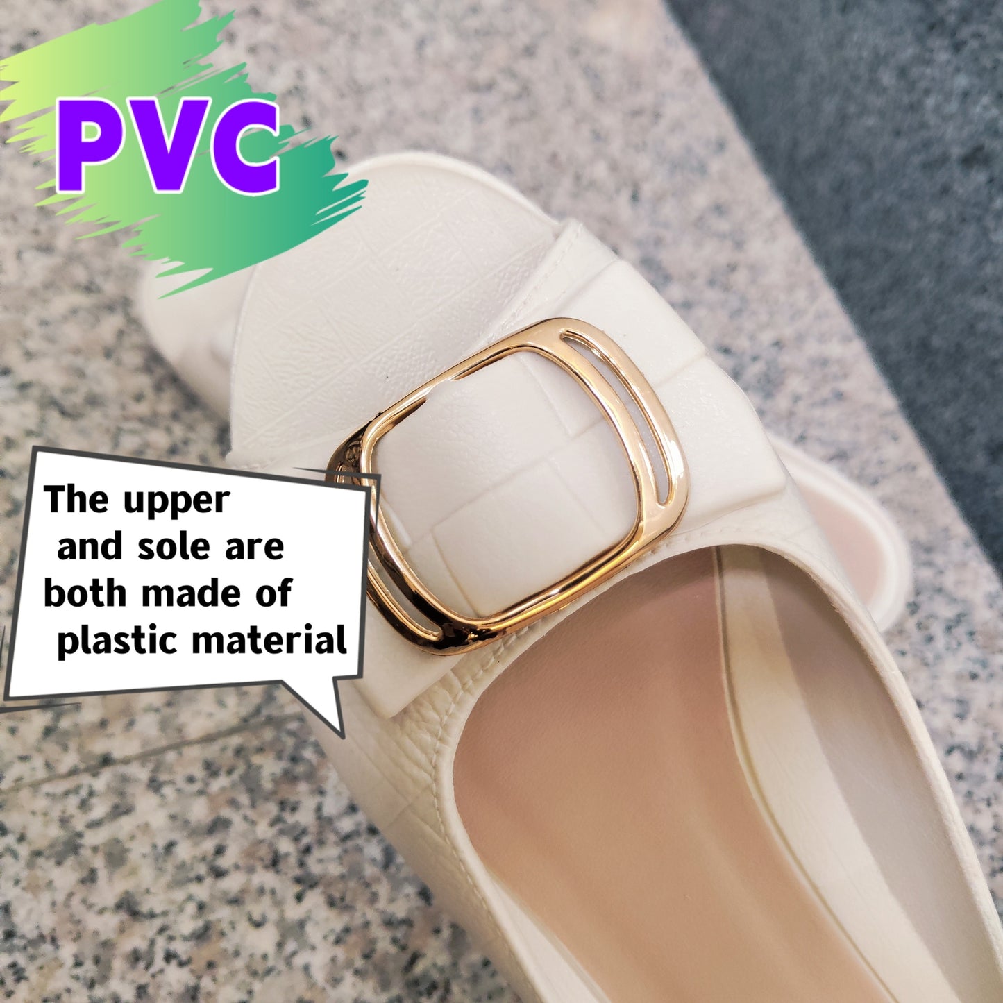 Women's stylish PVC slide sandals, summer open toe shoes with soft sole.