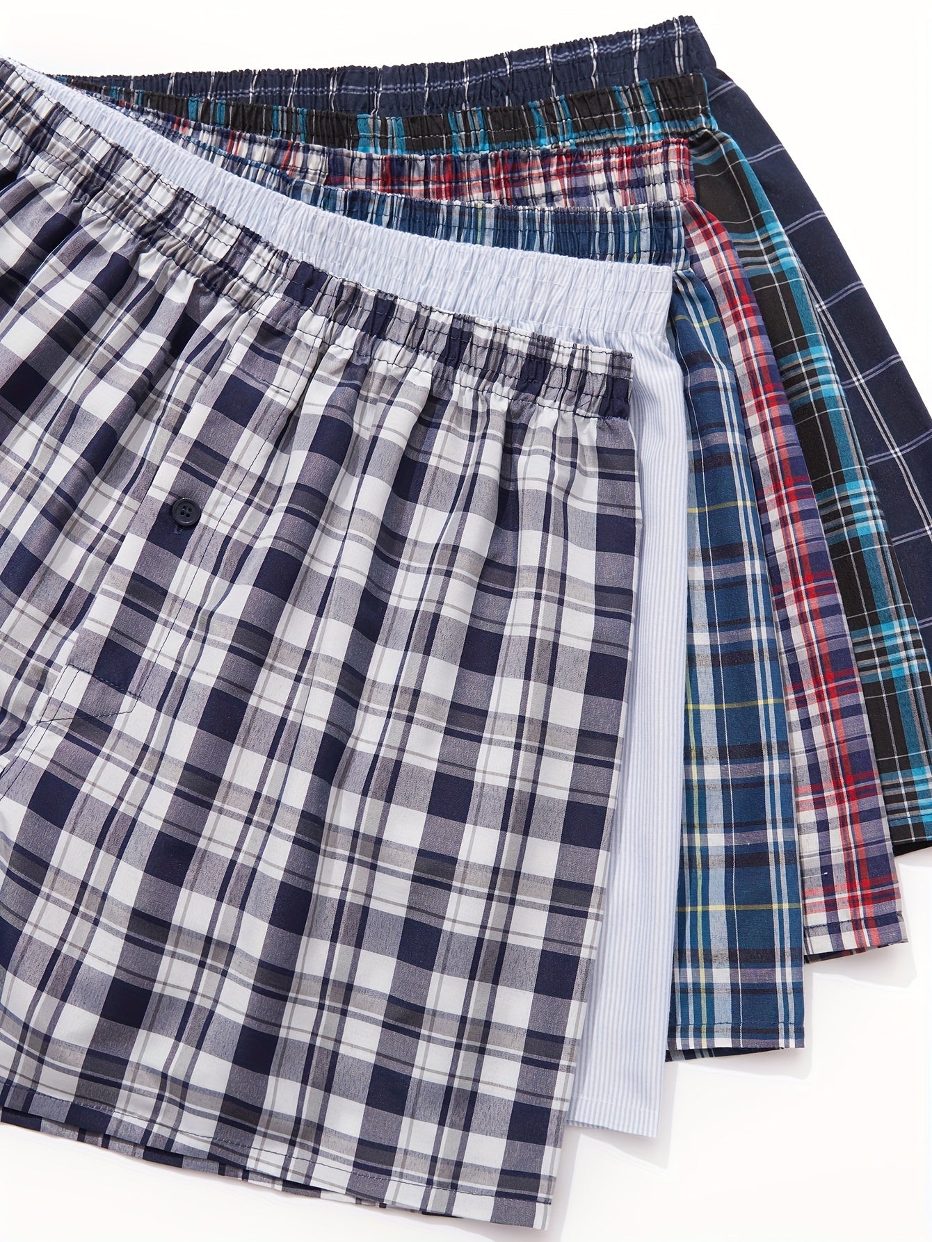 6 PCS Plus Size Men's Plaid Boxer Shorts