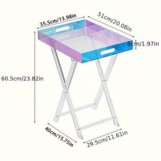 Acrylic Transparent Folding Coffee Table with Movable Storage Shelf - Light Luxury, Durable, and Portable