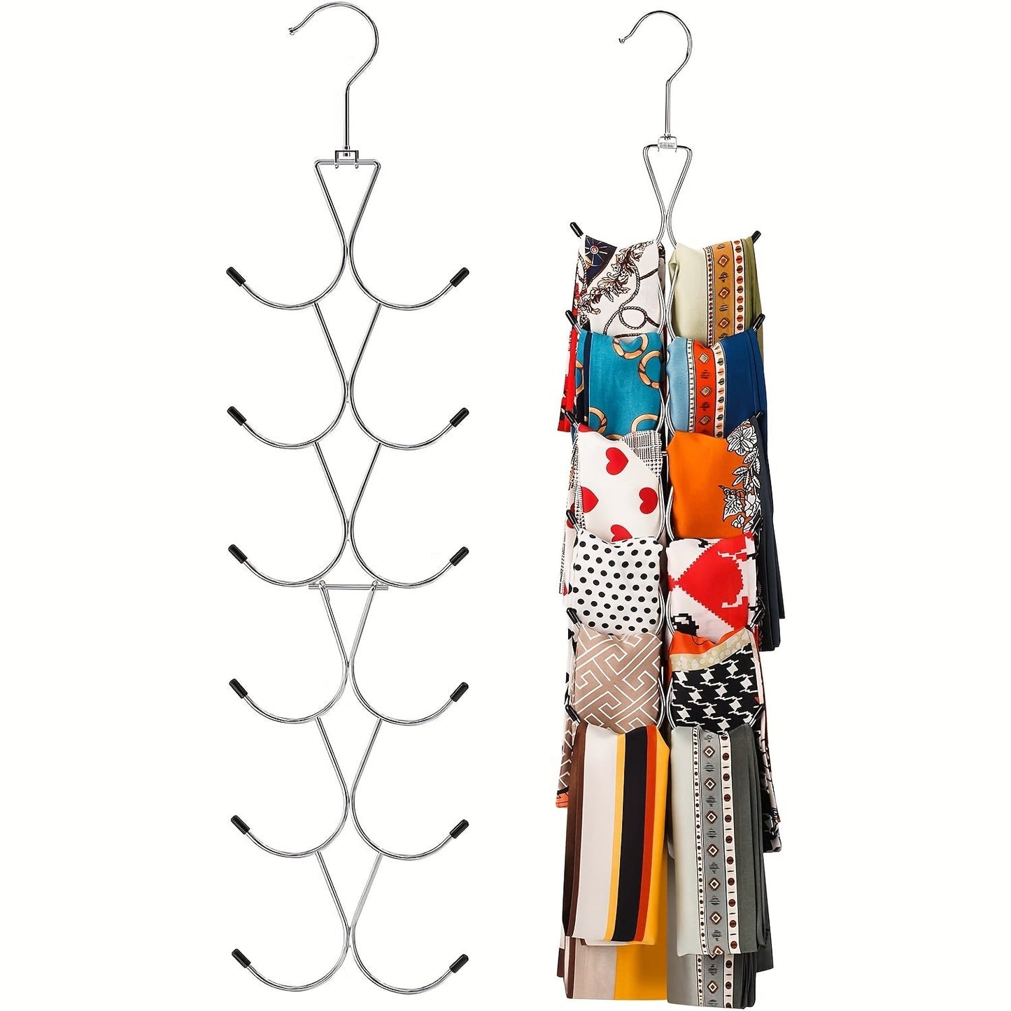 Non-slip Ties Hanger with Multiple Hooks, 360° Swivel Belts Rack for Scarves and Ties, Closet Organizer for Saving Space in Household, Wardrobe, Dorm, and Home – Perfect Gift for Men and Boyfriends