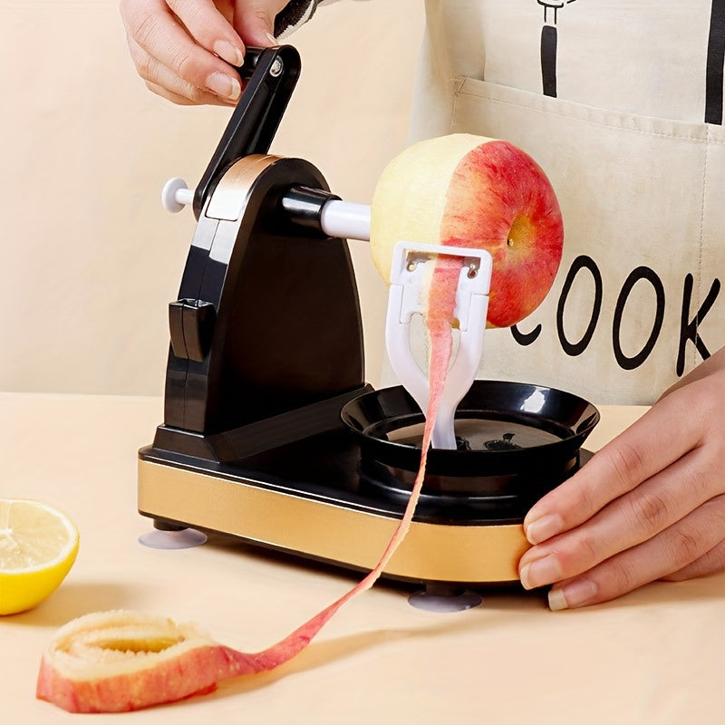 Effortlessly peel fruits and potatoes with the 1pc Easy-Twist Hand Peeler. Made with durable ABS construction and featuring automatic rotation, this peeler is perfect for kitchen use. It is food-safe and provides quick and effortless peeling.