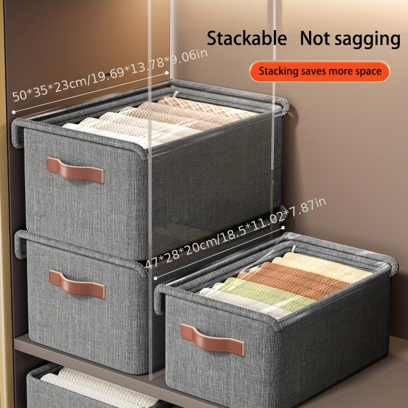 Contemporary Fabric Under-Bed Storage Boxes featuring Flip Top Closure, Water-resistant Multi-functional Bins for Clothing, Blankets, and Trousers - Can be Stacked to Save Space.