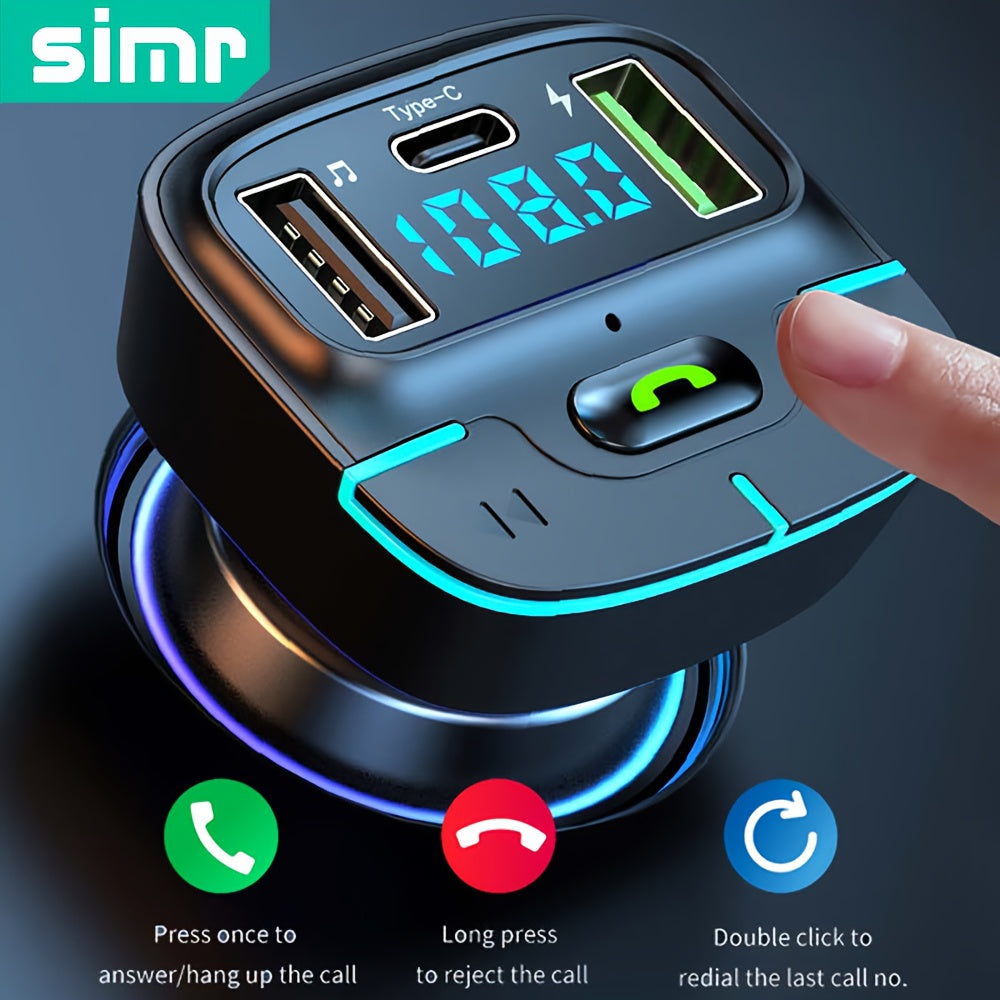 Super Lossless Sound Wireless Car MP3 Player FM Transmitter with Dual USB Fast Charging, Type-C USB, Hands-Free Calling, and Audio Receiver.