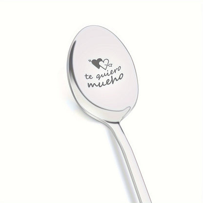 Beautiful Stainless Steel Spoon for Coffee, Tea, and Soup – Perfect for Mom's Relaxing Tea Time and Reading Sessions. A Lovely Tableware Spoon for Happy Family Moments – a Thoughtful Gift.