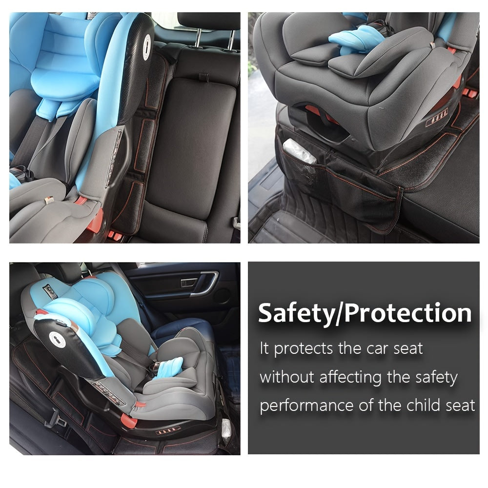 Large Size Car Seat Protector made of 600D Fabric with Thick Padding and Storage Pockets for Seat Protection and Adaptability.