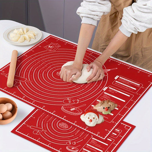 One Piece of Non-Stick Plastic Baking Mat with Measurements - Versatile Food-Safe Kneading Board for Bread, Pastry, Pizza Dough - Essential Kitchen Tool for Home, Restaurant, Food Truck - Perfect Holiday Baking Accessory for Christmas, Halloween, Easter