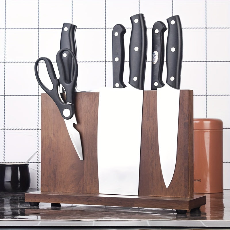 Premium solid rubber wood magnetic knife strip - perfect for organizing kitchen and workshop tools.