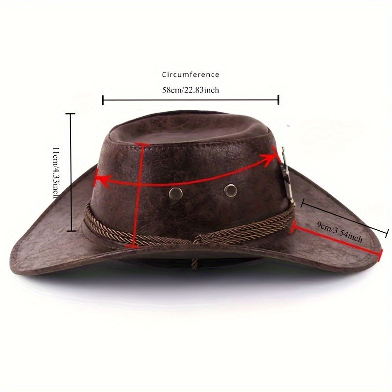 Breathable sunshade cowboy hat with rivets ideal for outdoor activities such as camping, fishing, mountaineering, and vacation.