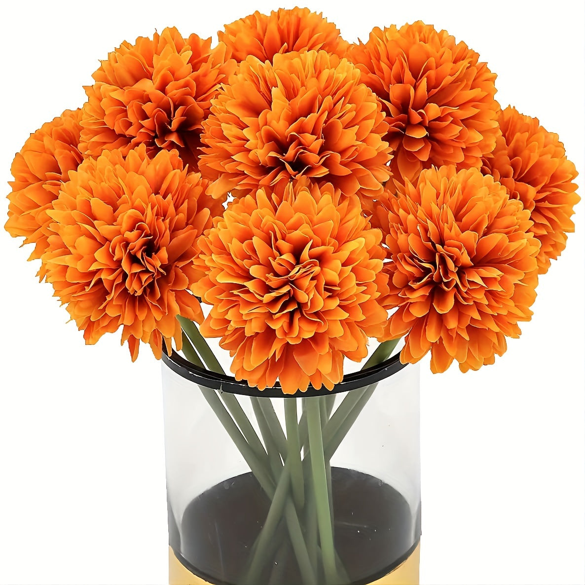 10 artificial chrysanthemum ball flowers for wedding bouquets, home decor, or party table centerpieces.