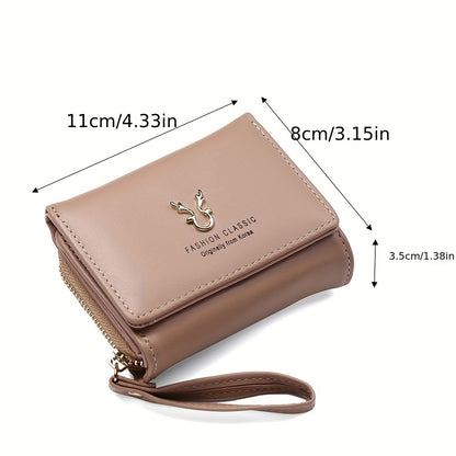 Women's versatile minimalist trifold short wallet with coin purse and credit card holder.