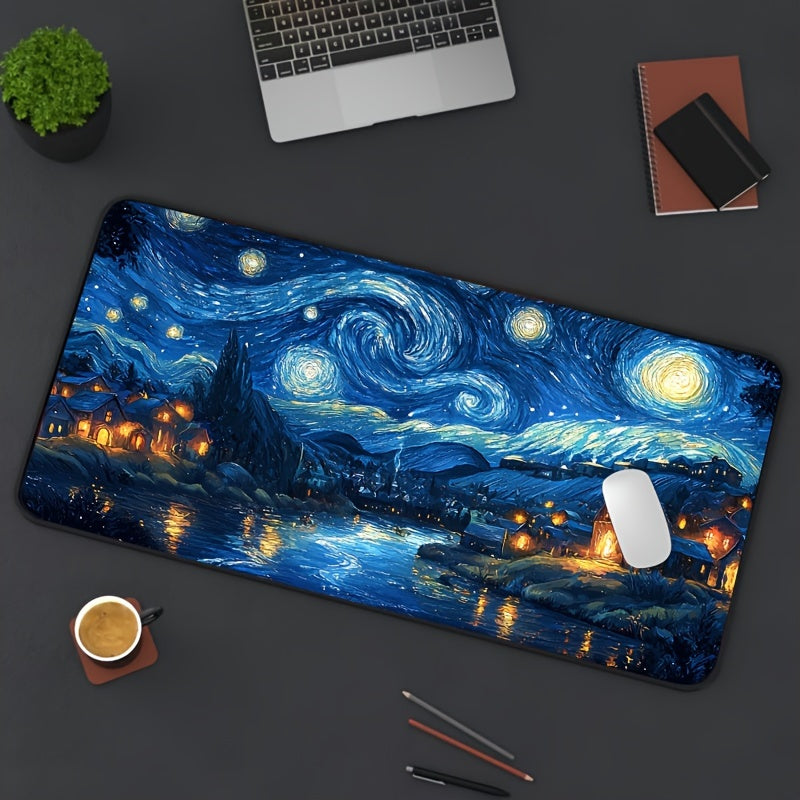 Artistic gaming mouse pad inspired by Starry Night - non-slip, water-resistant, precise control, perfect for gamers and professionals.