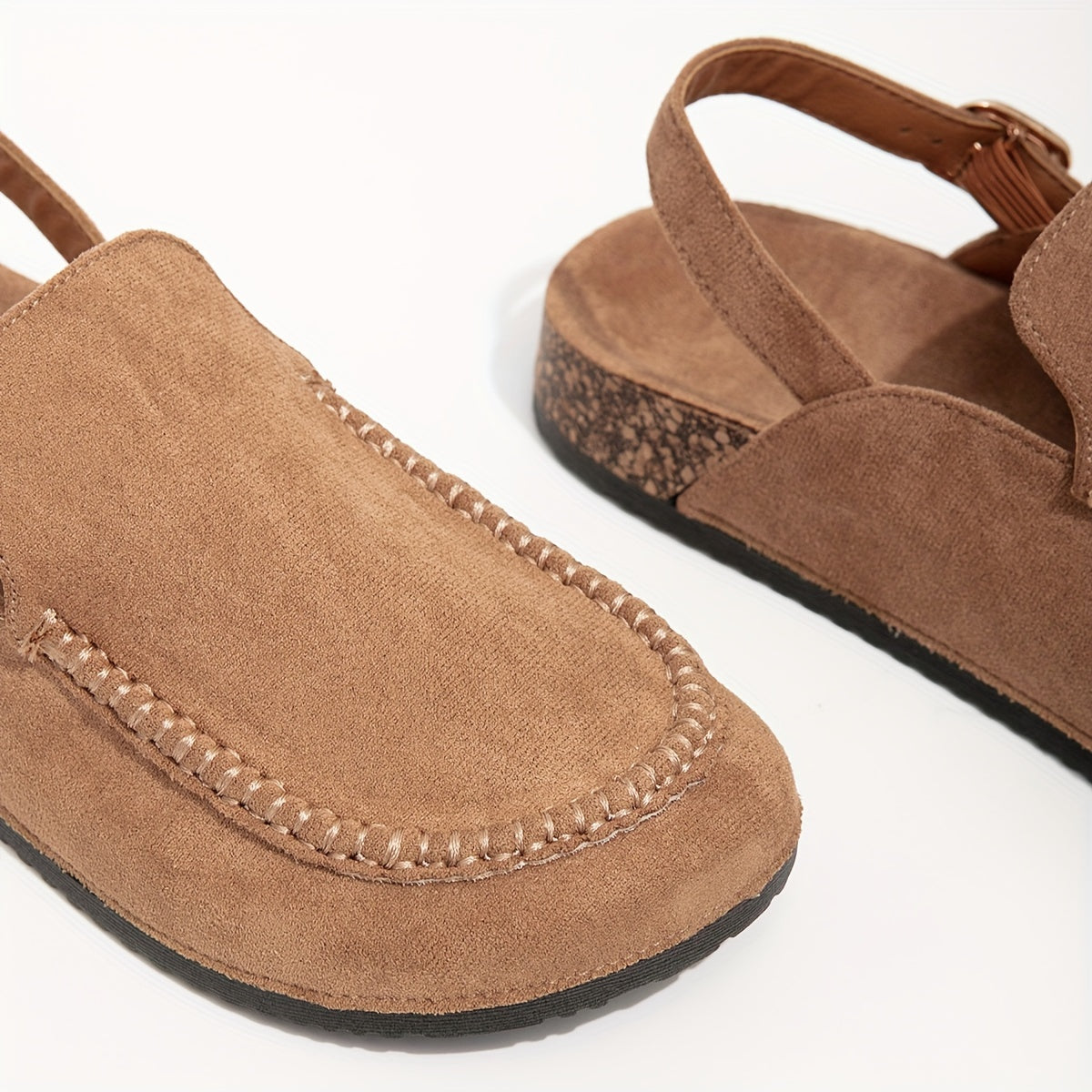 Closed toe non-slip sandals with adjustable buckle for comfort. Perfect for casual wear at home.