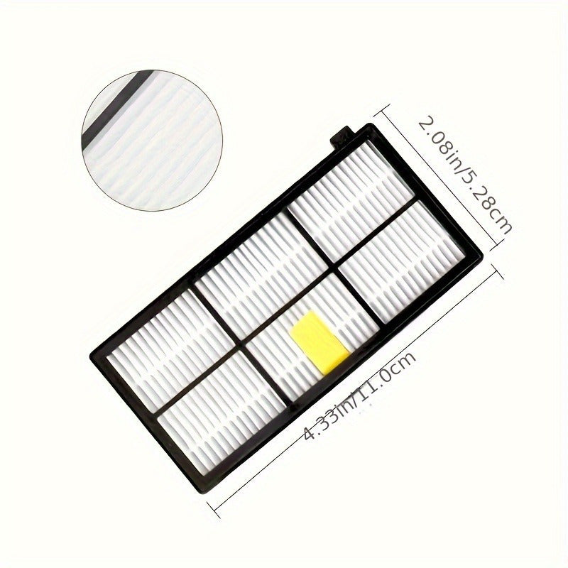 Set of 7 HEPA Filters Designed for iRobot Vacuums, Fits Models 800, 900, 860, 870, 880, 966, 980 - Includes Floor Brush Attachment