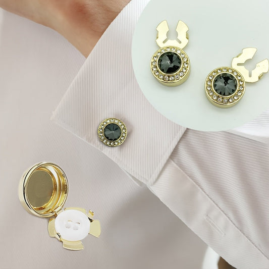 Stylish Set of 2 Button Covers - Shimmering Rhinestone Cufflinks for Both Men and Women, Suited for both Formal and Casual Outfits, Great for Gifting on Special Occasions