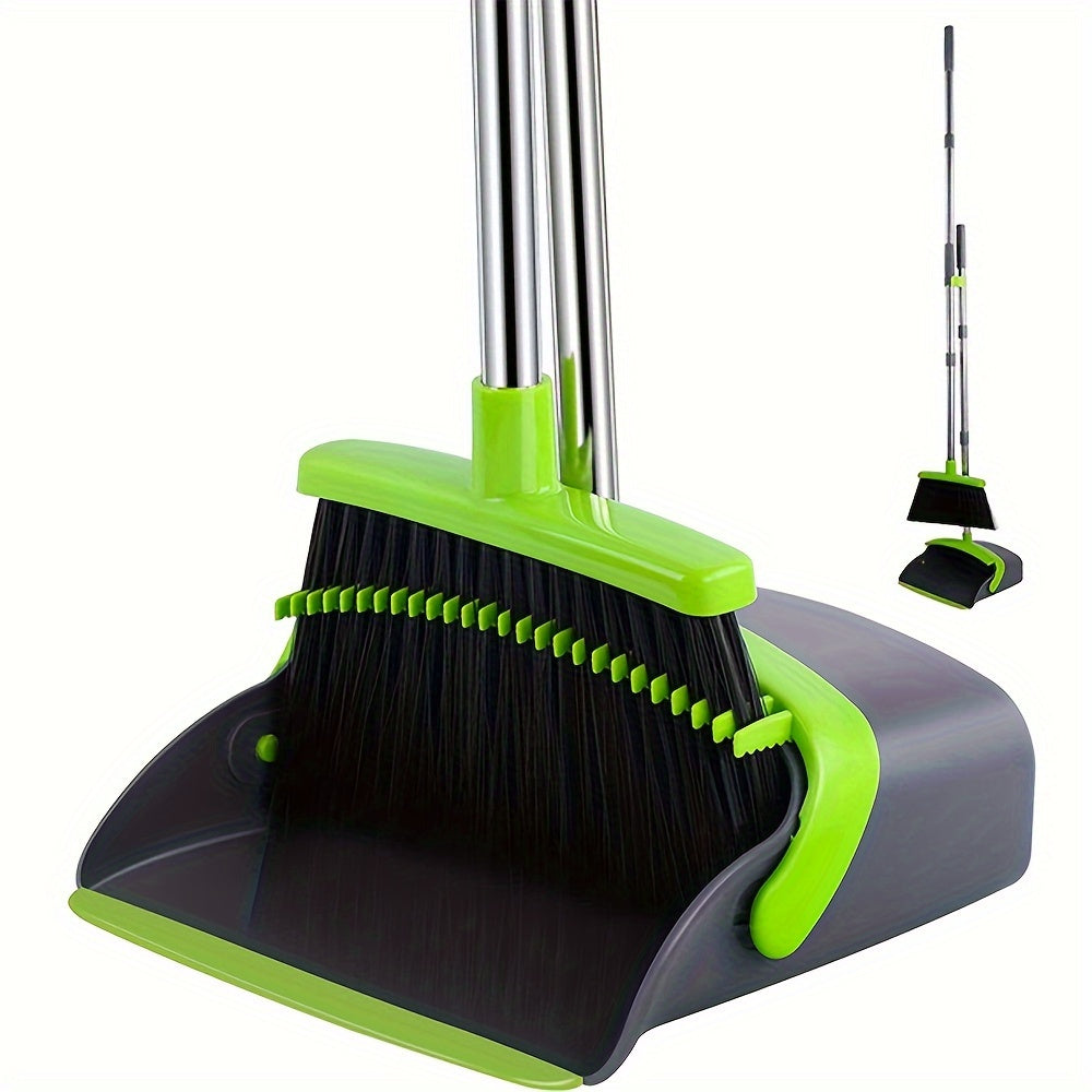 Upgrade your home cleaning routine with the 1set Upright Broom and Dustpan Set! This self-cleaning set is perfect for indoor and outdoor sweeping and is ideal for homes with pets. The set includes a 98.04cm upright broom and a 129.54cm dustpan with teeth