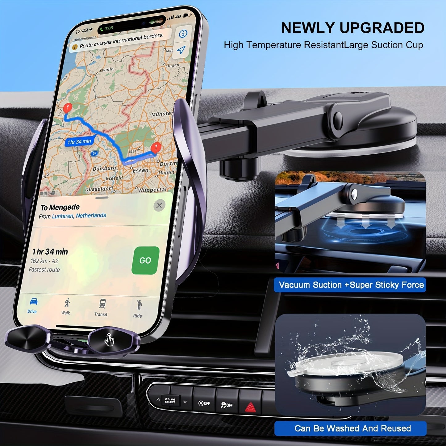 YITUMU Wireless Car Charger Holder for iPhone and Samsung Galaxy, 15W Fast Charging Auto Clamp Phone Holder for Dashboard or Vent.