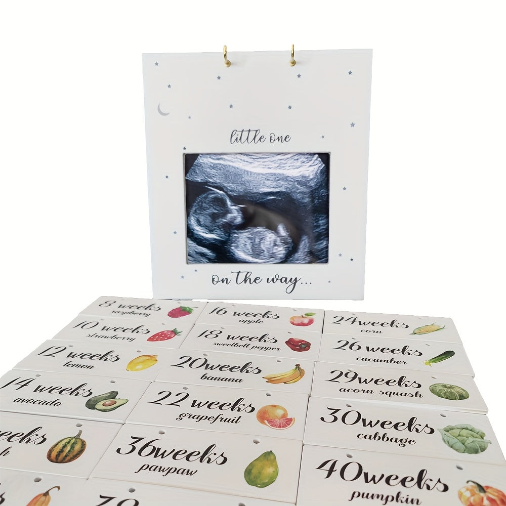 Special Ultrasound & Sonogram Picture Frame with Belly Bump Signs - Ideal Pregnancy Milestone Keepsake for Soon-to-Be Parents, Wooden Growth Tracker Gift